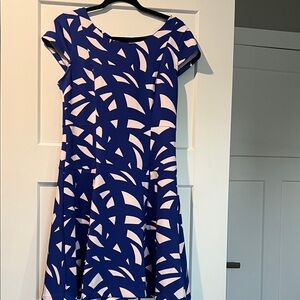 Worthington Blue and White Geometric Mini Dress